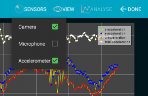 Multiple sensors can be recorded at the same time. Use the view menu to switch the displayed sensor.