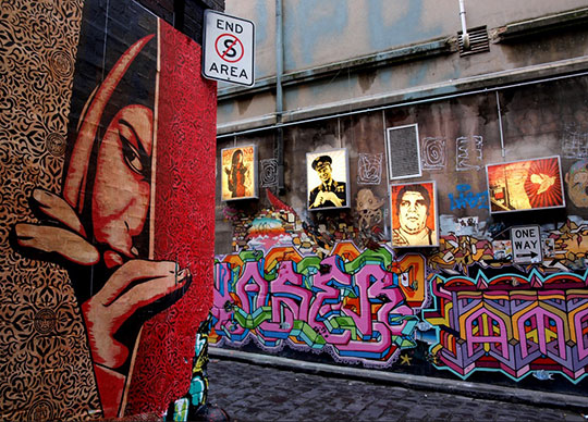 Hosier Lane, Melbourne. Credit: Shepard Fairey in Hosier