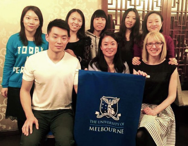Jessie Wong (centre) with the University of Melbourne Alumni Association (Beijing).